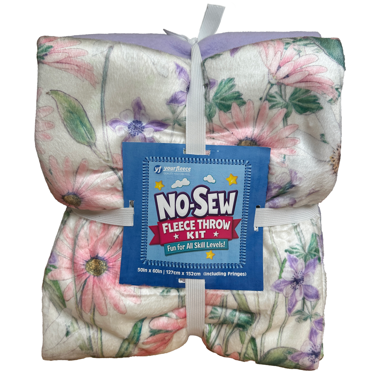 Wildflowers Silky Premium Fleece No-Sew Throw Fleece Fabric Kit